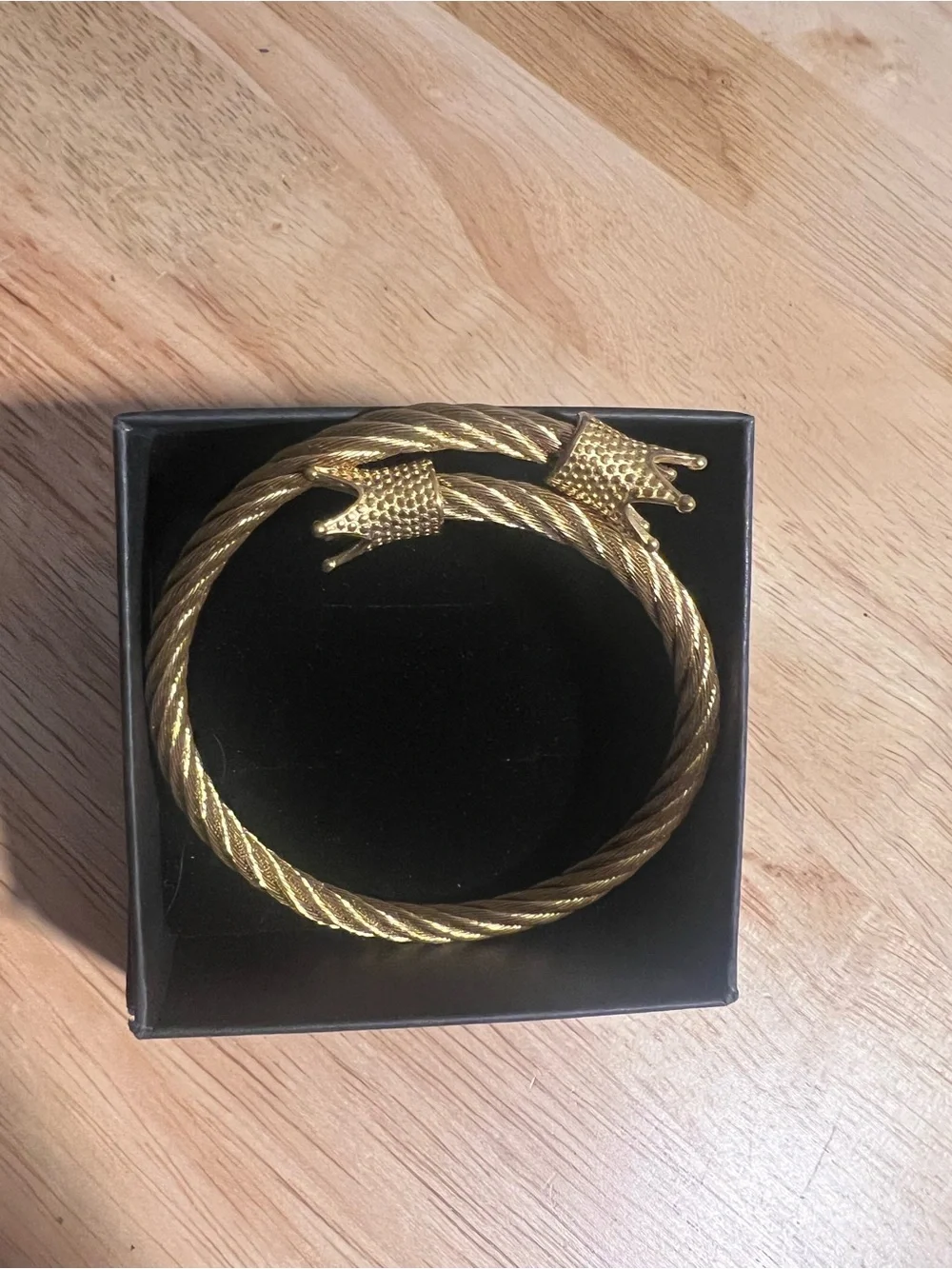 New Gold-Tone Twisted Crown Cable Cuff Bracelet
